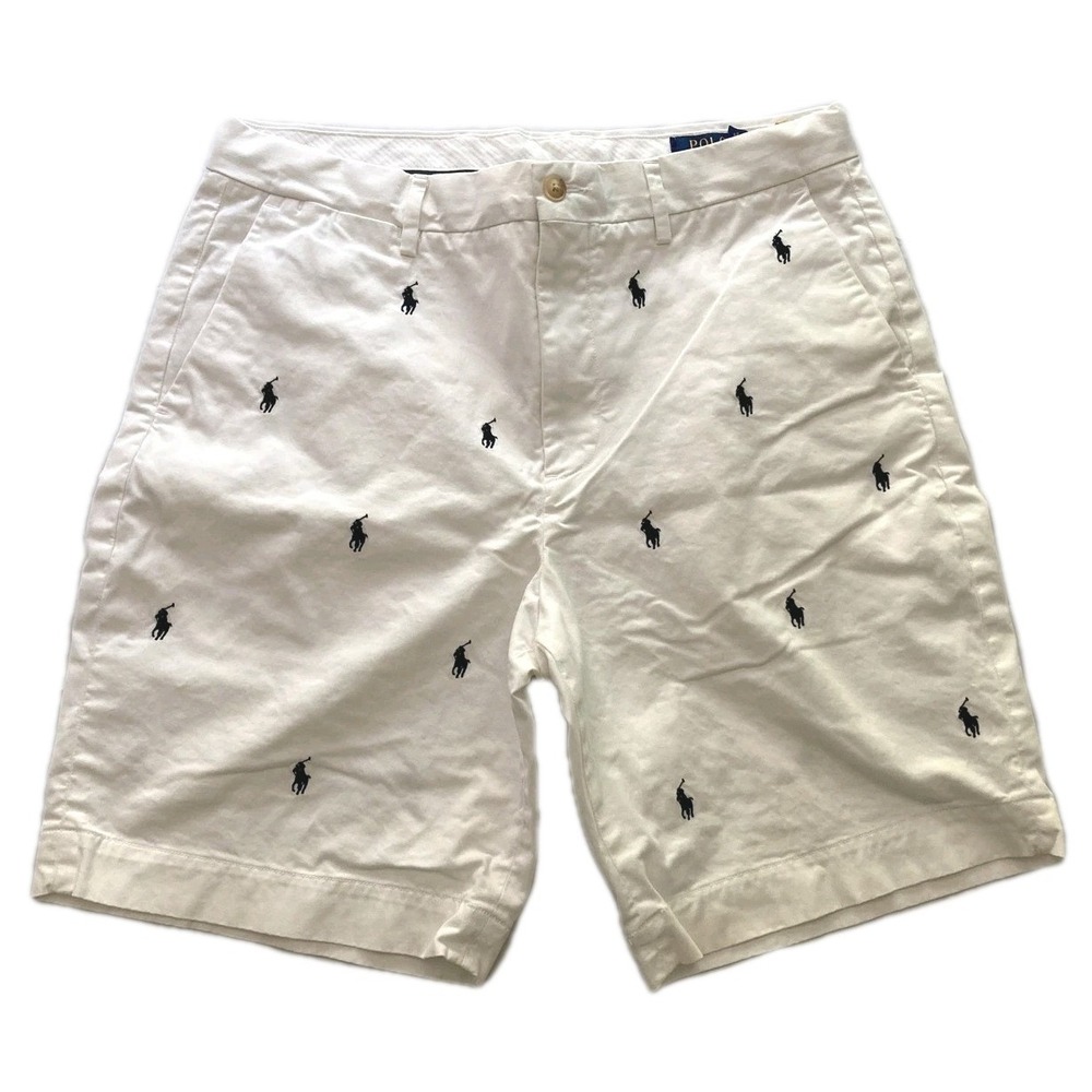 Polo Ralph Lauren Shorts Men 33 White Pony Embroidered Stretch Chino Classic EUC